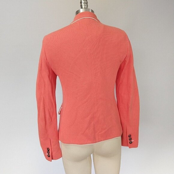 Gap Women's Academy Blazer Size 4 Fire Coral Knit Pink Jacket 2 Button Career - Picture 8 of 11